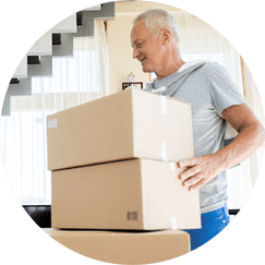 Senior Man Carrying Moving Boxes